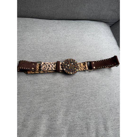 Leatherock Belt Suede Pony hair Snake skin Jeweled Buckle Women\'s L36 Western main image 4